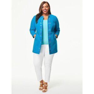 Talbots Exclusive Fish Embroidered Topper Jacket 20 W Plus
